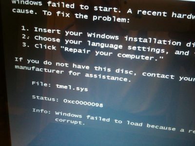 Windows Failed To Start 黒い画面