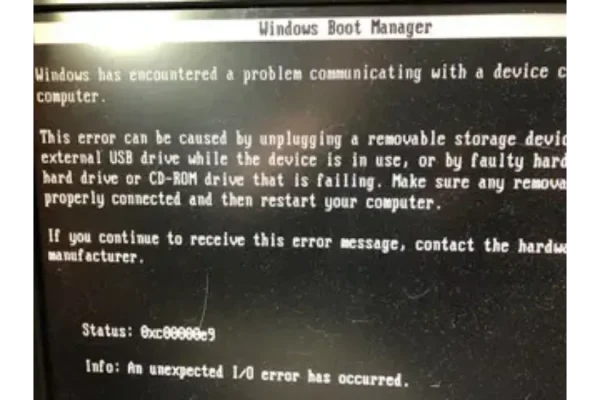 Windows boot managerの黒い画面でパソコンが起動しないトラブルの修理ができる磯子区のパソコン修理とPC出張サポート
