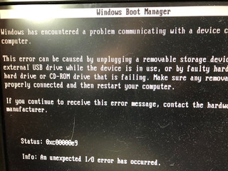 Windows Boot Manager I/O errorで起動しないパソコンの修理ができる横浜市港南区のパソコン修理